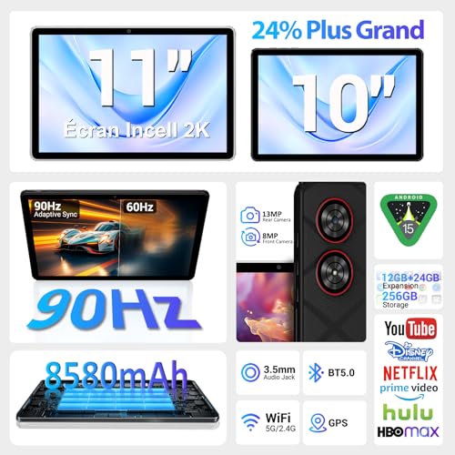 Tablette MAXLEGEN 11 Pouces 5G 90Hz, Grand Stockage et Ecran 2K IPS | Pour Travailleurs Mobiles | Bureautique / Éducatio