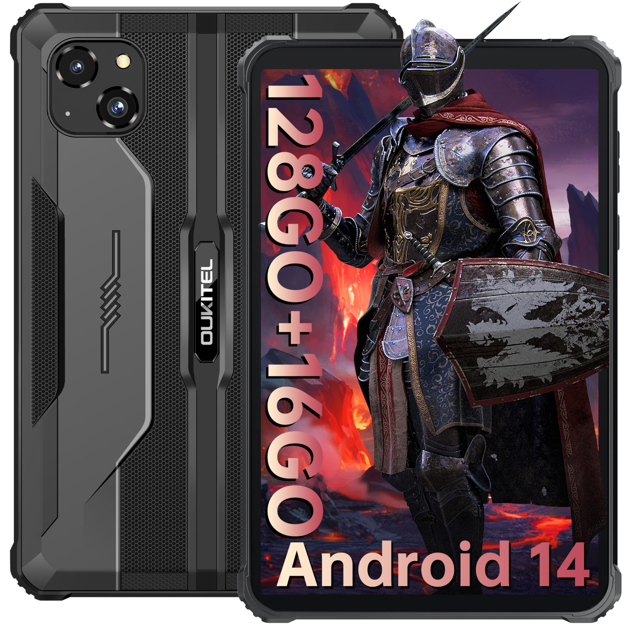 Tablette OUKITEL RT3 Pro Incassable Noire - Android 14 8 Pouces, 16MP Caméra, 2 Ans Garantie, Noir